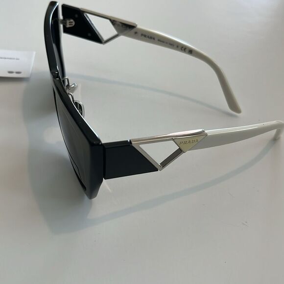Prada 54mm geometric black and silver sunglasses main image 9